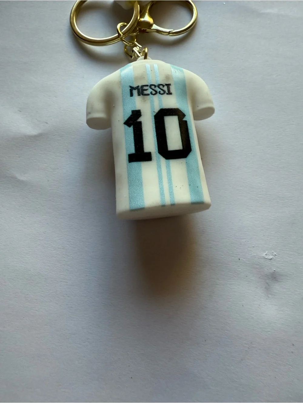 Messi #10 Argentina Jersey Keychain - White & Light Blue